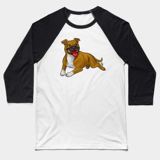 Dog - Staffordshire Bull Terrier - Red Baseball T-Shirt